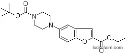 Molecular Structure of 183288-43-9 (Ethyl 5-(4-tert-butoxycarbonyl-1-piperazinyl)benzofuran-2-carboxylate)